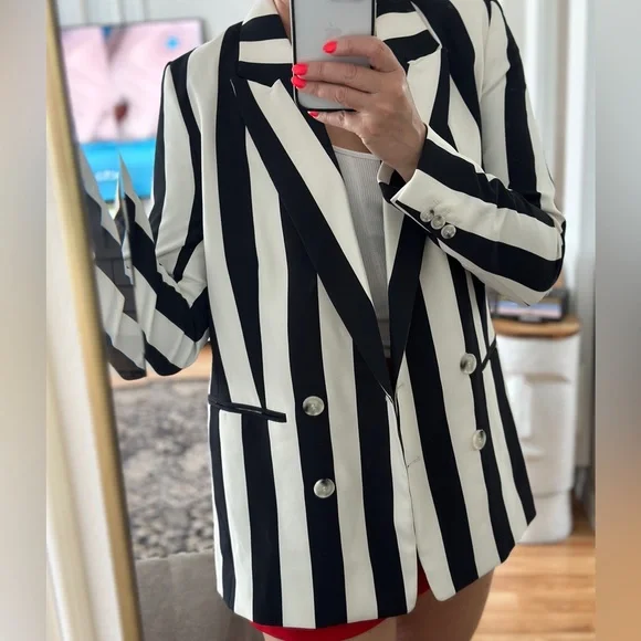 H&M Navy and White Striped Blazer - Picture 5 of 13